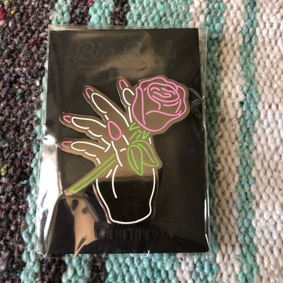 Big Bud Press Accessories - Never Worn Vintage Hand and Rose Enamel Pin